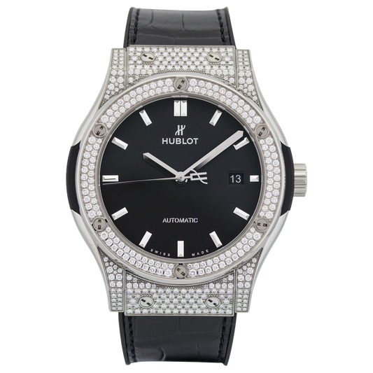 Hublot Classic Fusion Titanium Pave Diamonds 42mm Watch